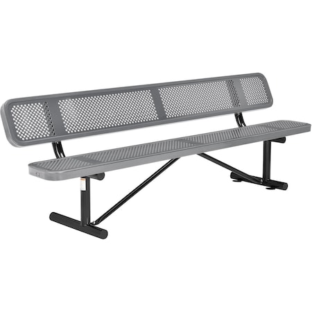 Global Industrial 96 Perforated Metal Outdoor Picnic Bench with Backrest, Gray 262077GY